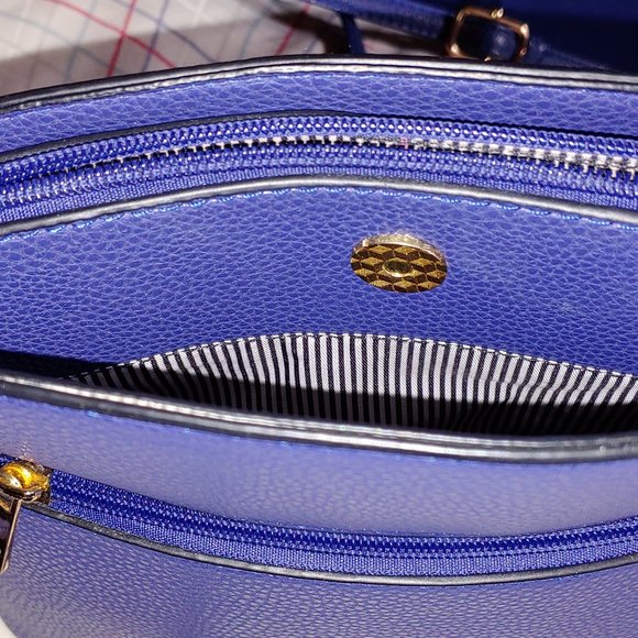 Crossbody Adjustable Purse  w/ Removable Strap  3 compartments   Blue - Picture 5 of 10